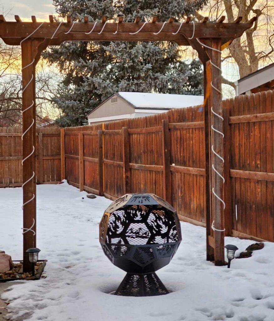 A custom metal fire pit by our custom metal fabrication team in Fort Collins